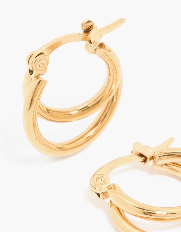 Lovisa - Waterproof Gold Plated Stainless Steel Double Classic Hoop Earrings