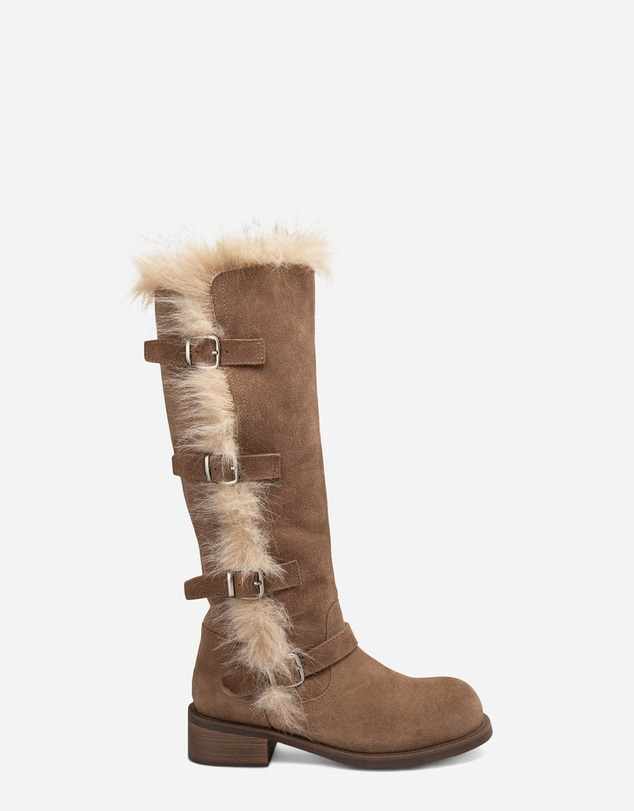 Ozwear Connection Uggs - UGG Fur Trim Buckle Long Boot
