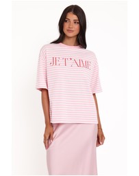Petal & Pup - Marly Je T'Aime Tee - Pink Stripe