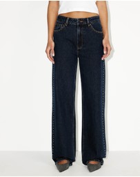 Dazie - Nights Out Studded Mid Rise Straight Leg Jeans