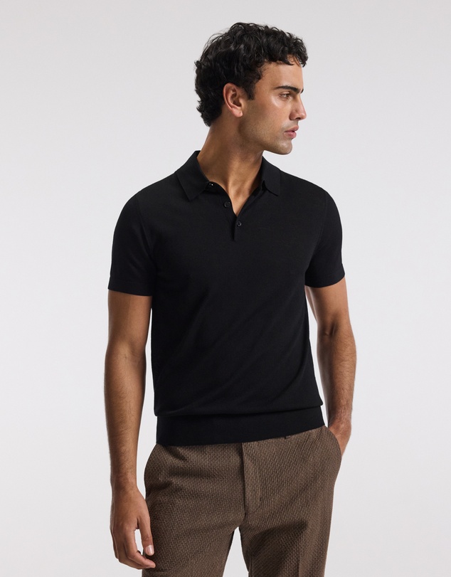 Calibre - Merino Wool Polo Black