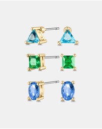 Mestige - Aquamarine Earrings Set - 18K Gold Plated