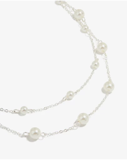 Lovisa - Silver Plated Pearl Layered Necklace