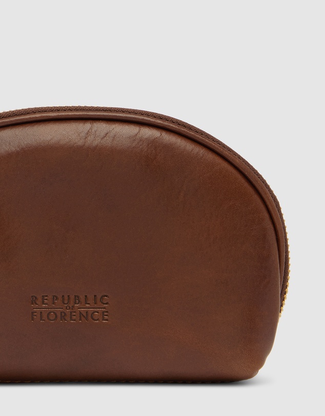 Republic of Florence - Duo Matt Brown Leather Pouch Set