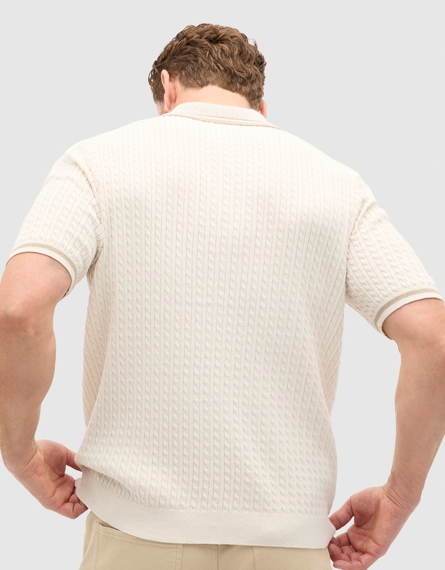 Seed Heritage - Zipped Cable Knit Polo