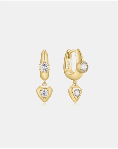 Ania Haie - Ania Haie Gold U-Shaped Shield Drop Huggie Hoop Earrings