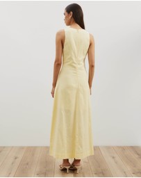 Atmos&Here - Stephanie Linen Blend Wrap Front Midi Dress