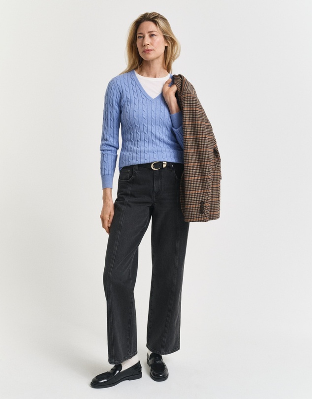 Gant - Stretch Cotton Cable V-Neck Knit