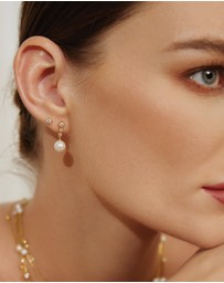 Ania Haie - Ania Haie Gold Tennis Beaded Stone Pearl Drop Stud Earrings
