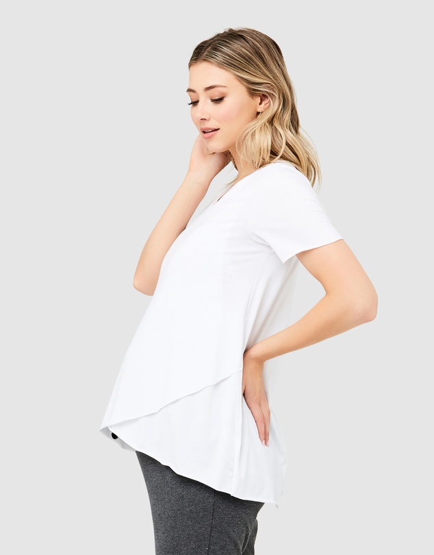Ripe Maternity - Short Sleeve Raw Edge Nursing Top