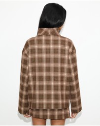 Dazie - Unspoken Funnel Neck Check Jacket