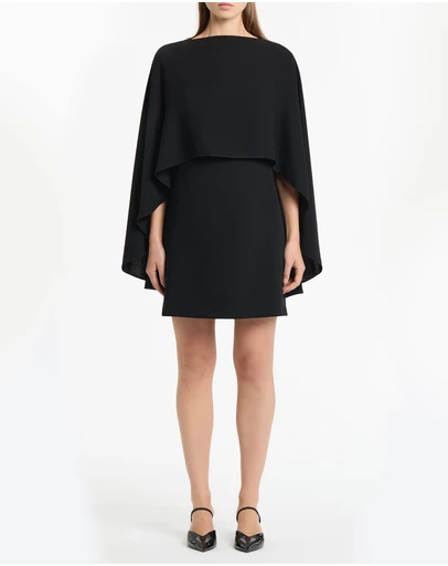 Carla Zampatti - Black Crepe Cape Mini Dress