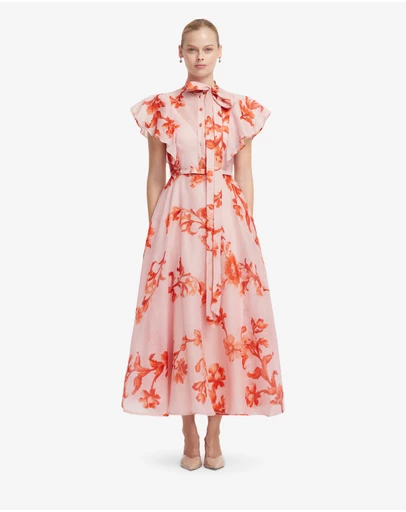 LEO LIN - Elsie Flutter Sleeve Midi Dress