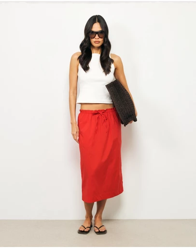 AERE - Bambi Cotton Column Midi Skirt