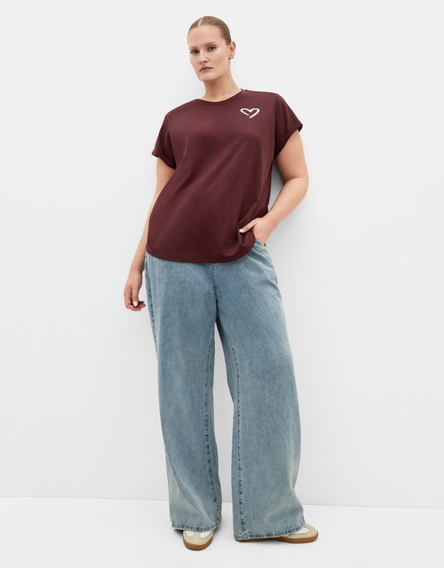 City Chic - Plus size Davina Cotton Tee - choc cherry