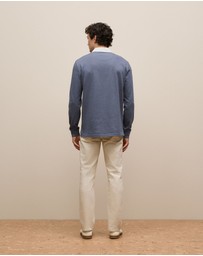 Trenery - Jersey Cotton Monogram Rugby in Denim Blue Marle
