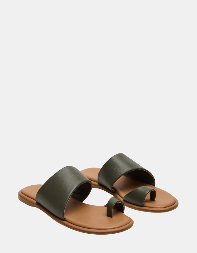 Steve Madden - Zani Olive Leather Sandals