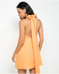 AERE - Kyla Tie Back Linen Mini Dress