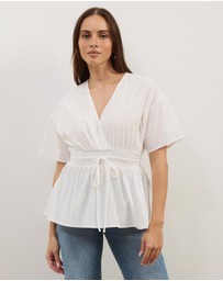 Atmos&Here - Elis Cotton Gathered Waist Top