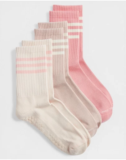 High Heel Jungle - Varsity Premium Cotton Pilates Yoga Grip Socks - 3 Pack