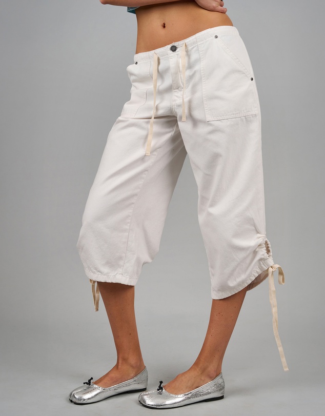 Love and Nostalgia - Big Bully Capri Drawstring Pant - White