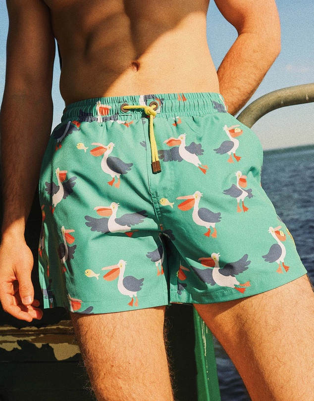 Skwosh - Pelican Party Men's Eco Swim Shorts in Forest