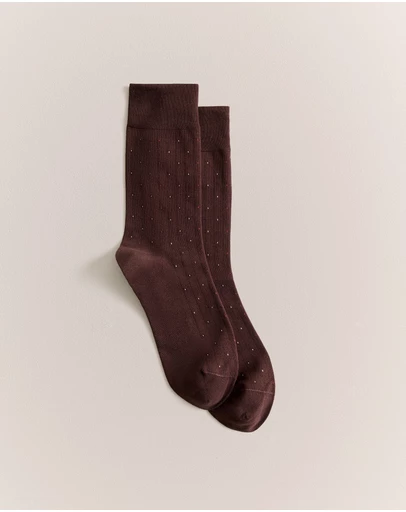 Trenery - Dot Rib Crew Sock in Espresso