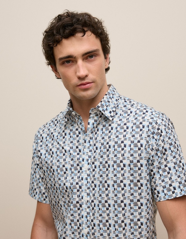 Trenery - Reed Poplin Short Sleeve Shirt in Navy
