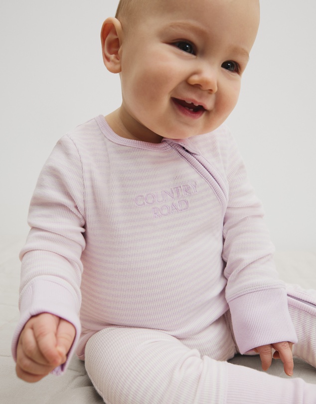 Country Road - Organically Grown Cotton Stripe Rib Jumpsuit