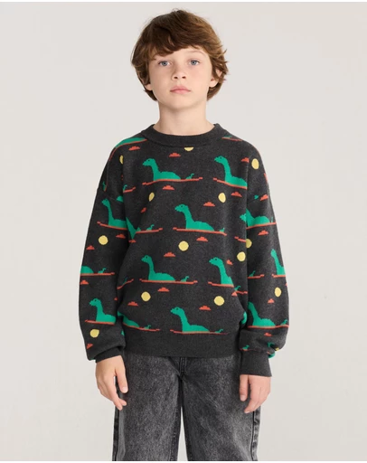 Bobo Choses - Lake Monster All Over Jacquard Jumper - Babies-Teens