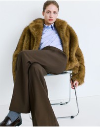 M.N.G - Wide-Leg Mid-Rise Pleated Trousers