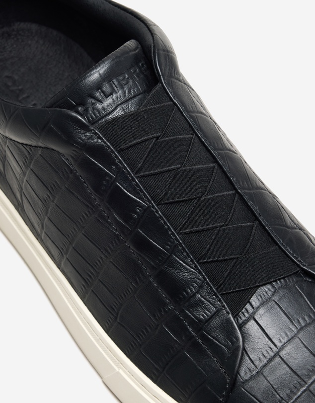 Calibre - Croc Embossed Leather Sneaker Black