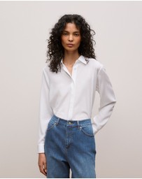 Trenery - Silk Concealed Placket Shirt in White