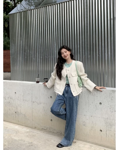 Glamorous - Fringed woven texture jacket