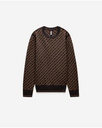 Calibre - Monogram Jacquard Merino Wool Sweater Camel
