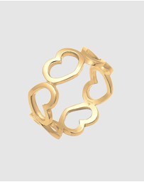 Elli Jewelry - Ring Band Hearts Symbol Trend in 925 Sterling Silver Gold Plated