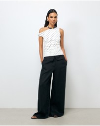AERE - Claire Off Shoulder Polka Dot Top