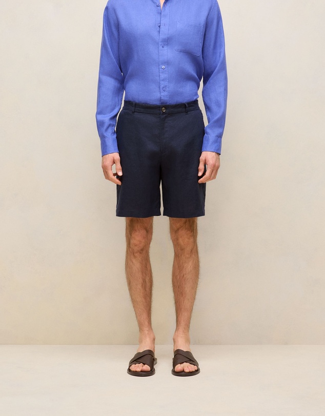 Trenery - Linen Tailored Relaxed Short in Navy