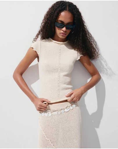 M.N.G - Short-Sleeve Jumper with Wavy Seams
