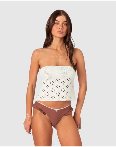 EDIKTED - Niki Crochet Strapless Top