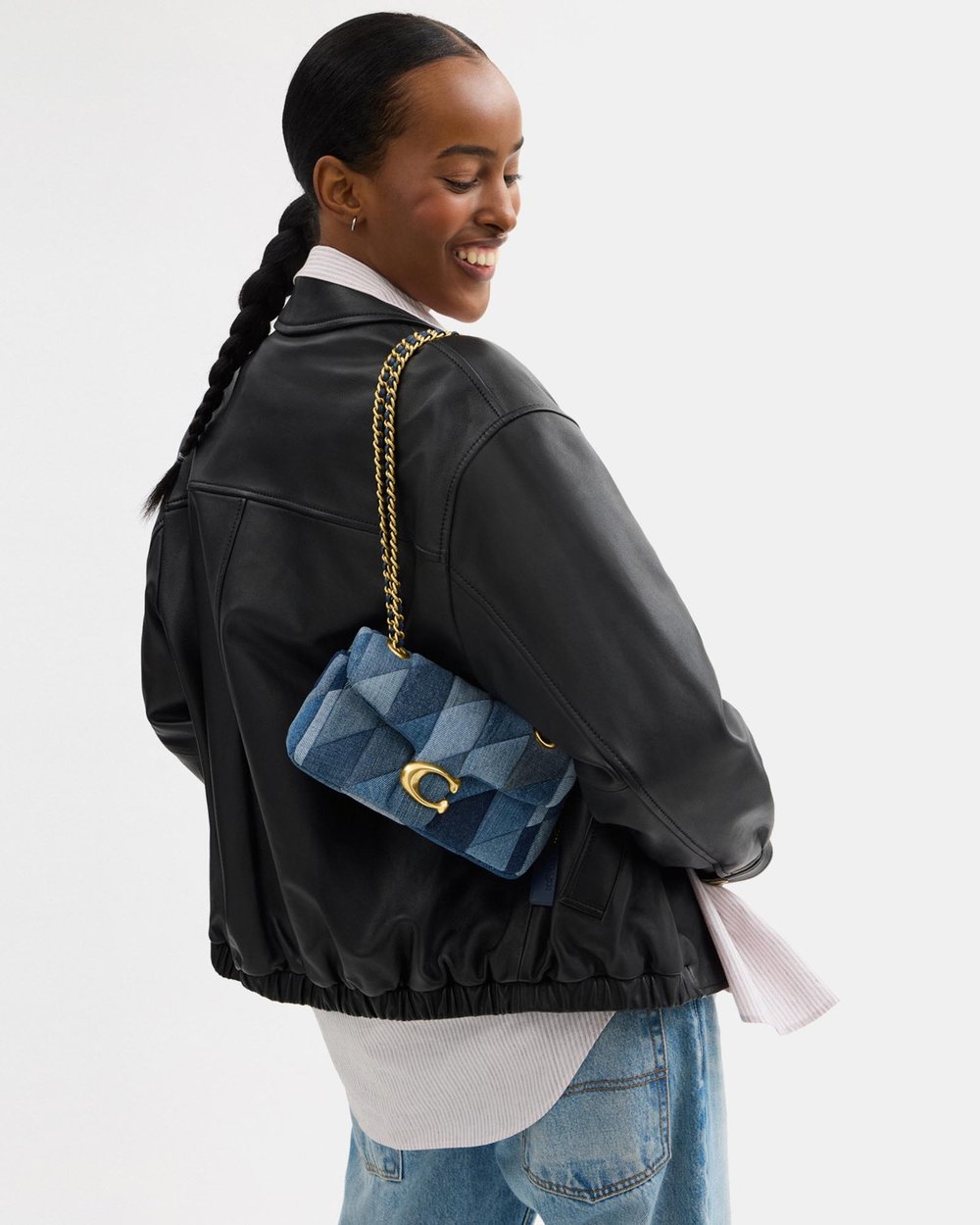Coach Denim Patchwork Shoulder Bag