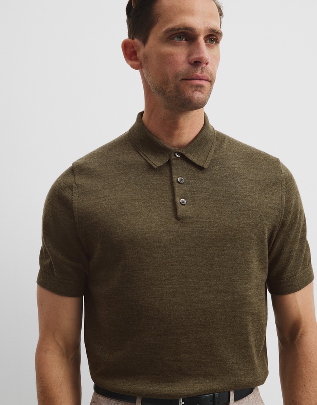 Country Road - Australian Merino Short Sleeve Button Knit Polo