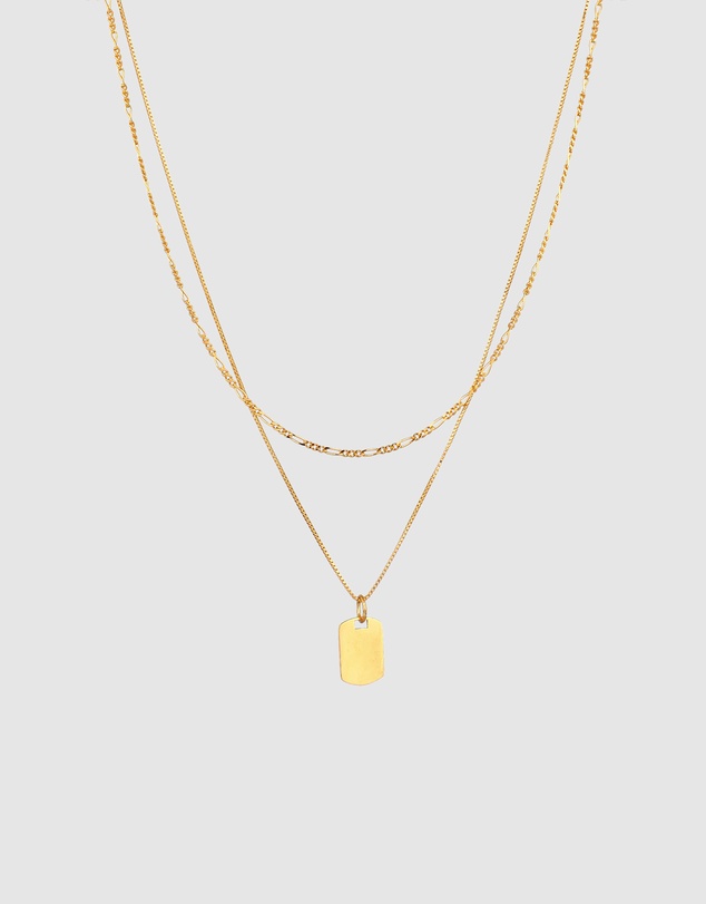 Kuzzoi - ICONIC EXCLUSIVE - Tag Pendant Necklace in Gold-Plated 925 Sterling Silver