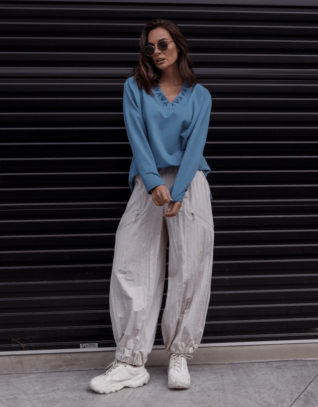 ALEXANDRA - Riess Long Sleeve Top Teal Blue