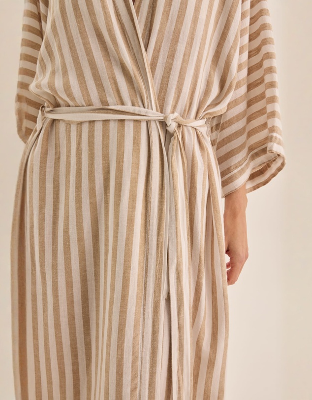 Gingerlilly - Sunny Natural Stripe Linen Robe