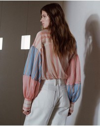 M.N.G - Striped Blouse with Tie Fastening