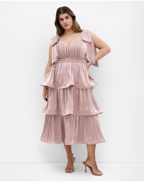 City Chic - Plus size Betty Bow Midi Dress - pink champagne