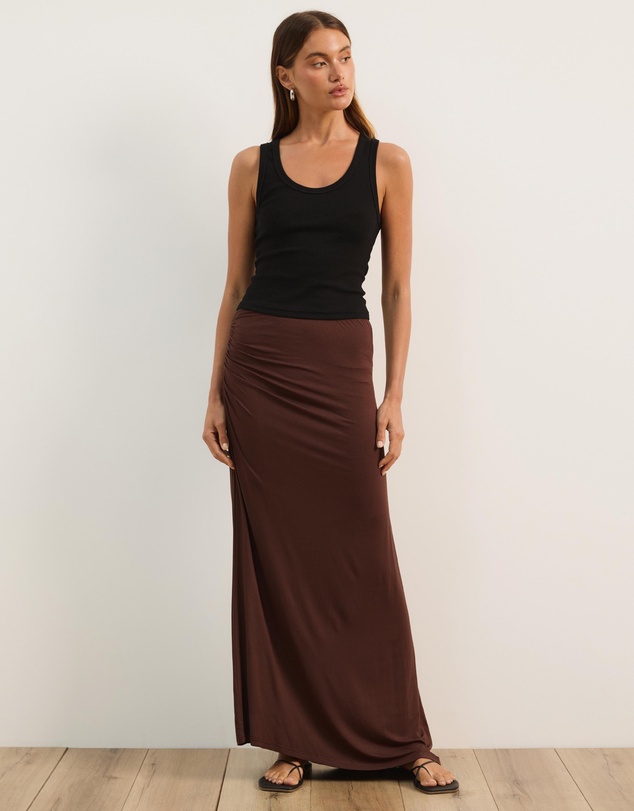 Atmos&Here - Tara Jersey Maxi Skirt with Gathers