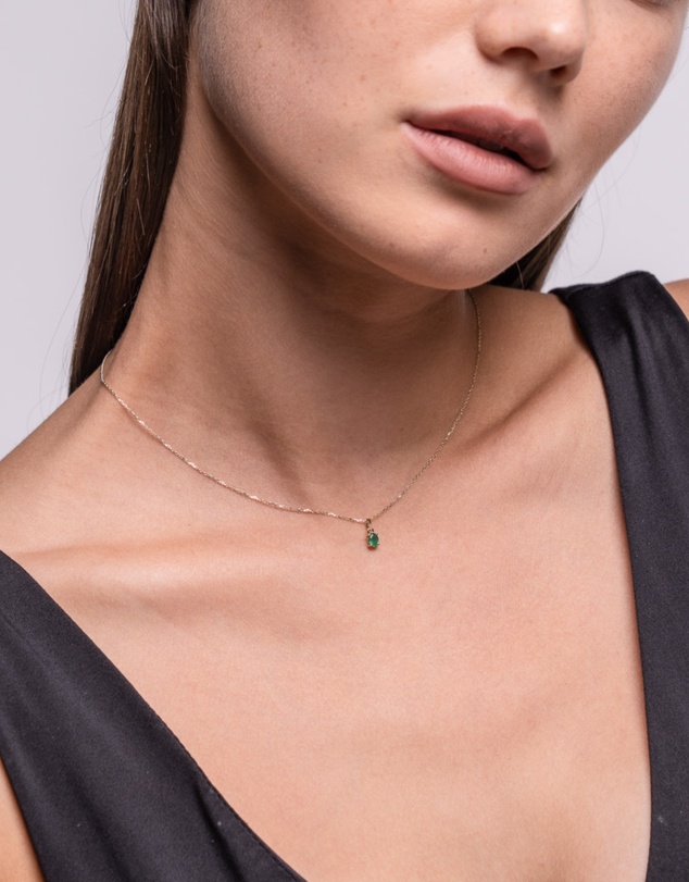 Luna Rae - Solid Gold - Emerald Necklace