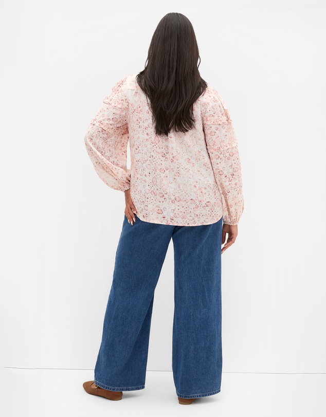 City Chic - Plus size Desert Print Long Sleeve Shirt - pale blush